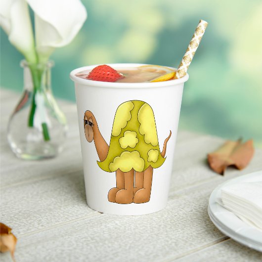 Cute Cartoon Turtle with Puffy Green Shell Pappbecher