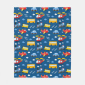 Cute Cartoon Vehicles Pattern Fleecedecke (Vorderseite)