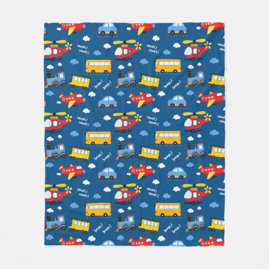 Cute Cartoon Vehicles Pattern Fleecedecke (Vorderseite)