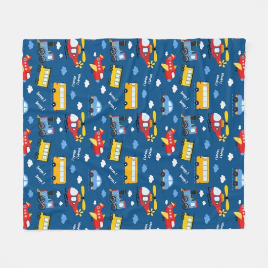 Cute Cartoon Vehicles Pattern  Fleecedecke (Vorderseite (Horizontal))
