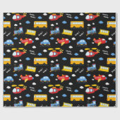 Cute Cartoon Vehicles Pattern  Geschenkpapier (Flach)
