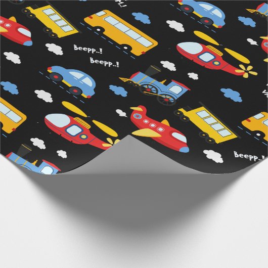 Cute Cartoon Vehicles Pattern  Geschenkpapier (Ecke)
