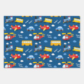Cute Cartoon Vehicles Pattern Geschenkpapier Set (Vorderseite)