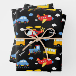 Cute Cartoon Vehicles Pattern Geschenkpapier Set