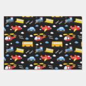 Cute Cartoon Vehicles Pattern Geschenkpapier Set (Vorderseite)