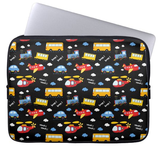 Cute Cartoon Vehicles Pattern  Laptopschutzhülle (Vorderseite)