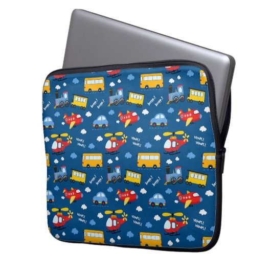 Cute Cartoon Vehicles Pattern  Laptopschutzhülle (Vorderseite Links)