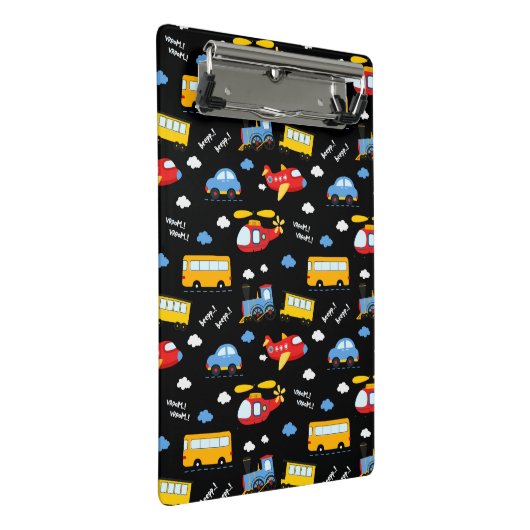 Cute Cartoon Vehicles Pattern Mini Klemmbrett (Schrägansicht)