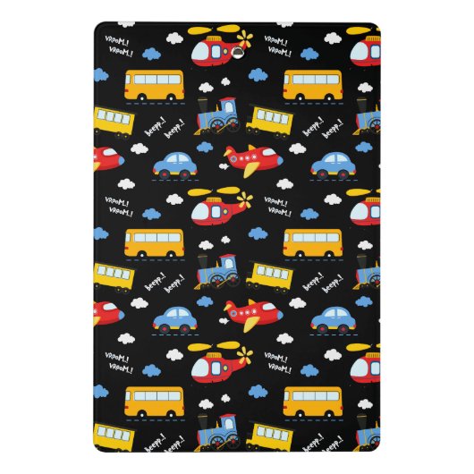 Cute Cartoon Vehicles Pattern Mini Klemmbrett (Rückseite)