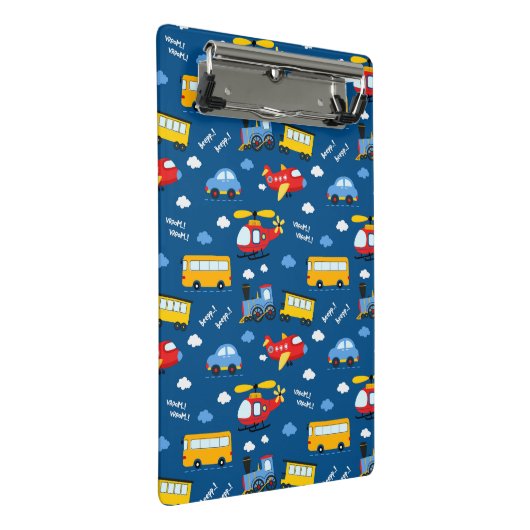 Cute Cartoon Vehicles Pattern Mini Klemmbrett (Schrägansicht)