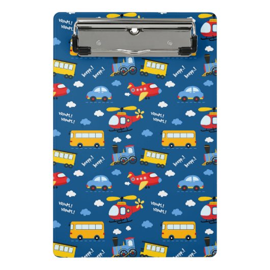 Cute Cartoon Vehicles Pattern  Mini Klemmbrett (Vorderseite)