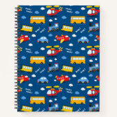 Cute Cartoon Vehicles Pattern Notizblock (Vorderseite)