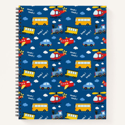 Cute Cartoon Vehicles Pattern Notizblock (Vorderseite)