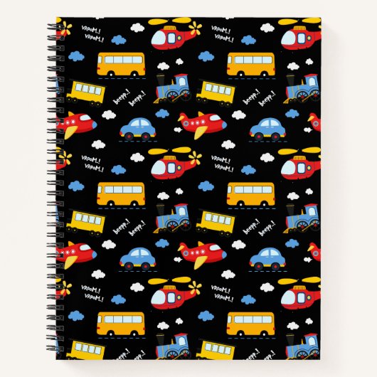 Cute Cartoon Vehicles Pattern Notizblock (Vorderseite)