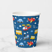 Cute Cartoon Vehicles Pattern Pappbecher (Rückseite)