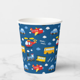 Cute Cartoon Vehicles Pattern Pappbecher