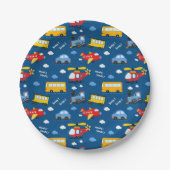Cute Cartoon Vehicles Pattern  Pappteller (Vorderseite)