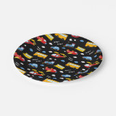 Cute Cartoon Vehicles Pattern Pappteller (Schrägansicht)