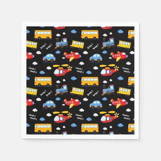 Cute Cartoon Vehicles Pattern Serviette (Vorderseite)