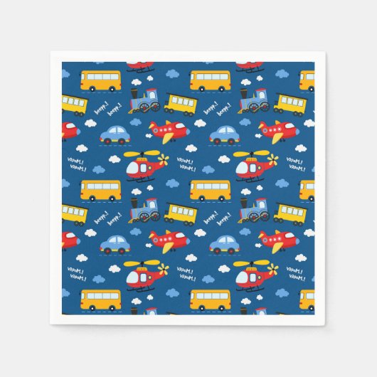 Cute Cartoon Vehicles Pattern  Serviette (Vorderseite)