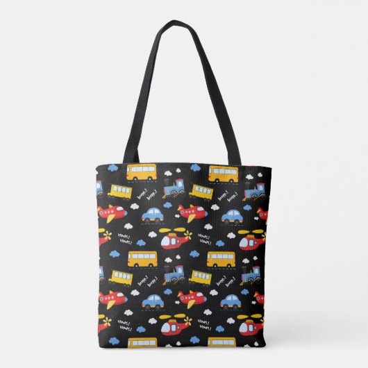 Cute Cartoon Vehicles Pattern Tasche (Rückseite)