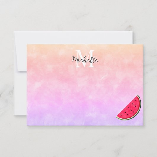 Cute Cartoon Watermelon Watercolor Personalized Mitteilungskarte (Vorderseite)