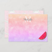 Cute Cartoon Watermelon Watercolor Personalized Mitteilungskarte (Vorne/Hinten)