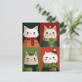 Cute Cartoon Xmas Cats Whimsical Meowy Christmas Postkarte (Stehend Vorderseite)