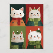 Cute Cartoon Xmas Cats Whimsical Meowy Christmas  Postkarte (Vorderseite)