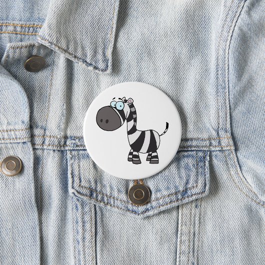 Cute Cartoon Zebra Funny Animal Character Button