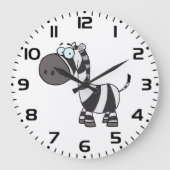 Cute Cartoon Zebra Funny Animal Character Große Wanduhr (Vorderseite)
