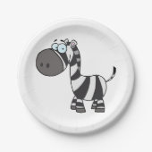 Cute Cartoon Zebra Funny Animal Character Pappteller (Vorderseite)