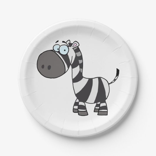 Cute Cartoon Zebra Funny Animal Character Pappteller (Vorderseite)