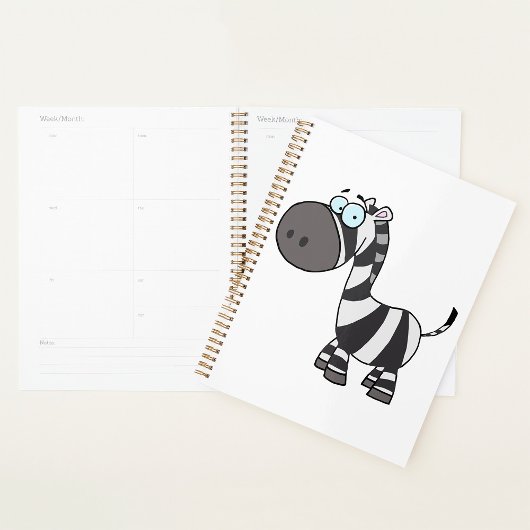 Cute Cartoon Zebra Funny Animal Character Planer