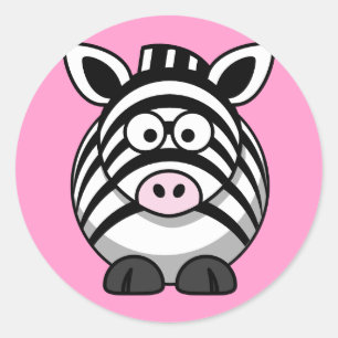 Cute Cartoon Zebra Runder Aufkleber