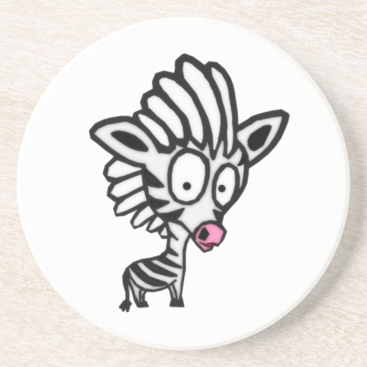 Cute Cartoon Zebra Sandstein Untersetzer (Vorne)