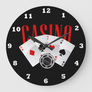 Cute Casino cards chips Gameroom decor clock Große Wanduhr