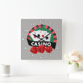 Cute Casino gameroom decor clock Quadratische Wanduhr (Zuhause)