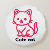 Cute Cat 16” Round Throw Pillow Rundes Kissen (Rückseite)