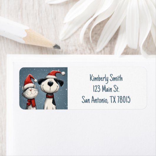 Cute Cat and Dog Christmas Address (Insitu)