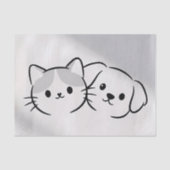 Cute Cat and Dog Friends Rustic Seidenpapier (Vorderseite)