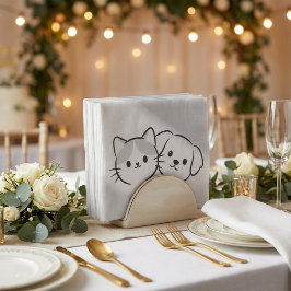 Cute Cat and Dog Friends Rustic Seidenpapier