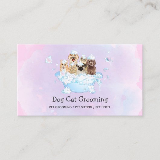 Cute Cat and Dog grooming Pet boutique Visitenkarte (Vorderseite)