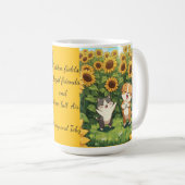 Cute Cat and Dog Sunflower Field Mug Kaffeetasse (VorderseiteRechts)