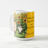 Cute Cat and Dog Sunflower Field Mug Kaffeetasse (Vorderseite Links)
