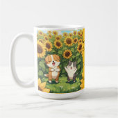 Cute Cat and Dog Sunflower Field Mug Kaffeetasse (Links)