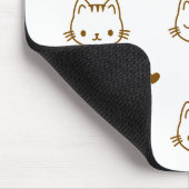 Cute Cat and Heart Pattern Brown on White Mousepad (Ecke)