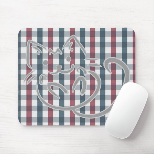 Cute Cat and Plaid Pattern Mousepad (Mit Mouse)