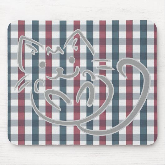 Cute Cat and Plaid Pattern Mousepad (Vorne)