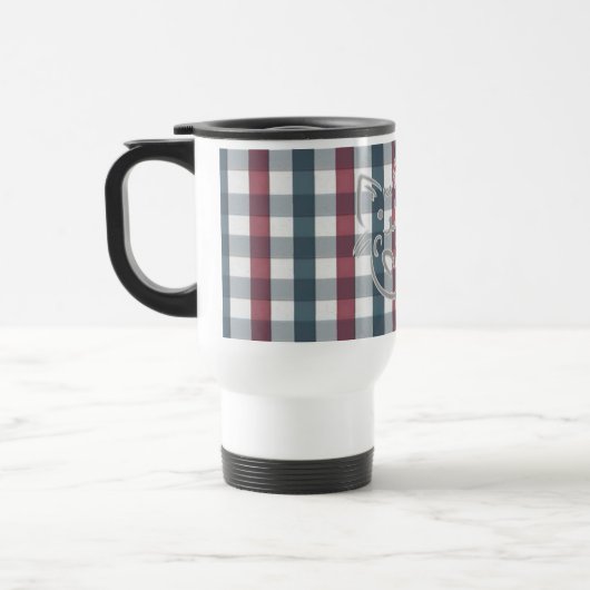 Cute Cat and Plaid Pattern Reisebecher (Links)